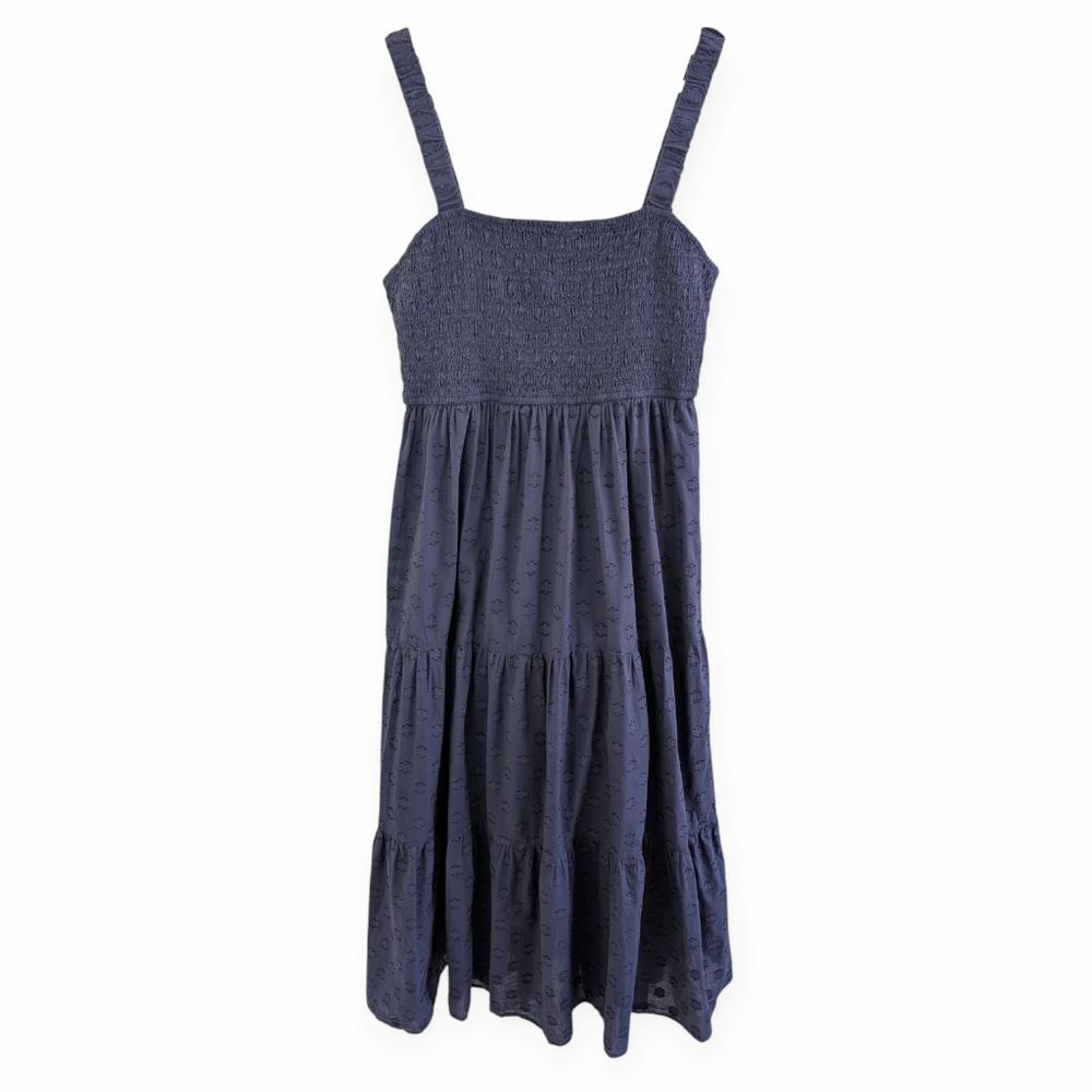 Dizzy Lizzy Womens Smocked Tiered Maxi Dress Navy Large